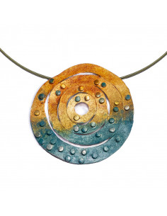 Colgante grande en plata pintado a mano de la colección Elna