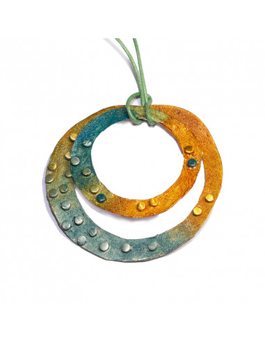Medium hand-painted silver pendant  from the Elna collection (45 cm. steel chain included)