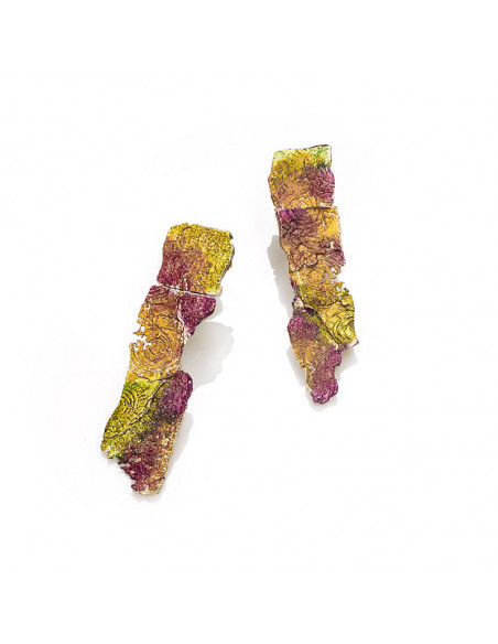 Pendientes largos de la Colección Hydra de plata pintada a mano