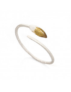 Pulsera en plata con trazos en Oro de la Colección Nuts
