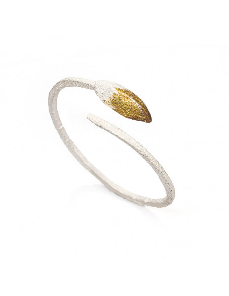 Pulsera en plata con trazos en Oro de la Colección Nuts