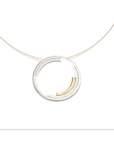 Large silver pendant  Minimal Collection (45 cm. steel chain included)