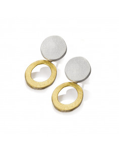 Pendientes dobles de plata y lámina de oro de la...