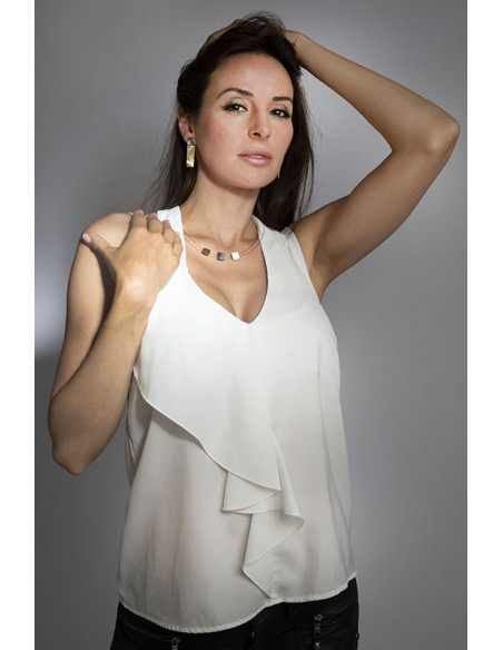 Collar en plata blanca y negra y baño de oro de la colección Quadrats