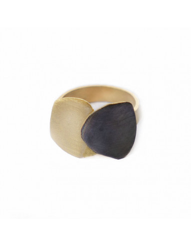 Silver and gold plated ring from the Pedra collection