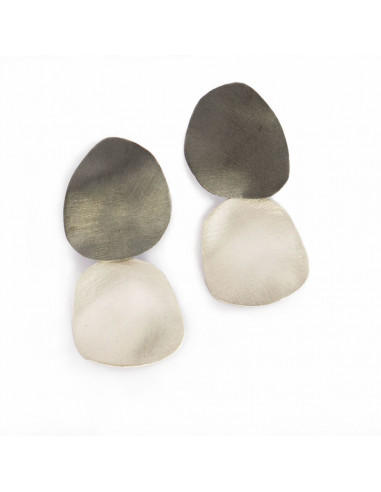 Pendientes grandes de Plata y Plata negra de la Colección Pedra