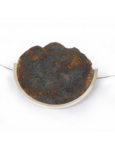 Colgante grande de la Colección Stone de plata oxidada