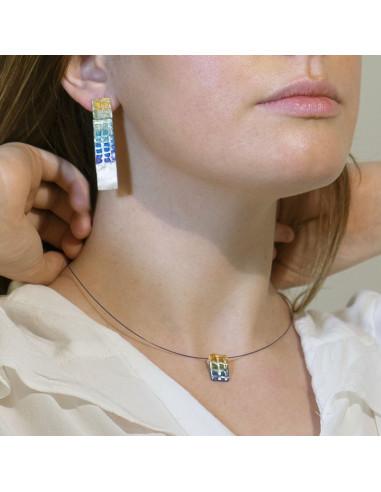 Pendientes plata y Color largos con...