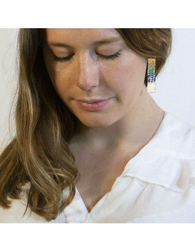 Pendientes plata y Color largos con...