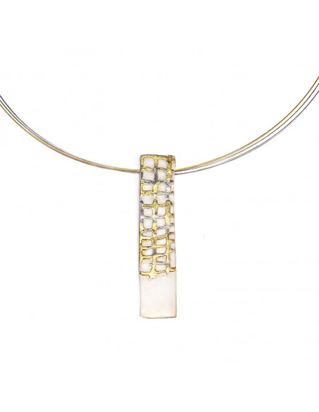 Colgante largo en Plata y Oro Colección Veltha