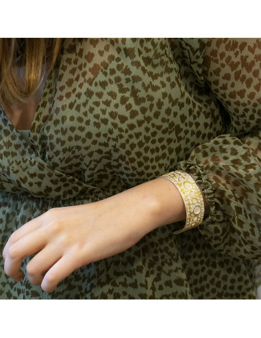 Pulsera de Plata con relieves en Oro...