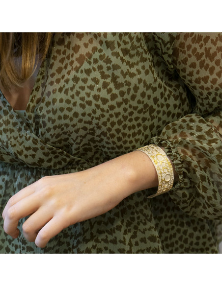 Pulsera de Plata con relieves en Oro Colección Veltha