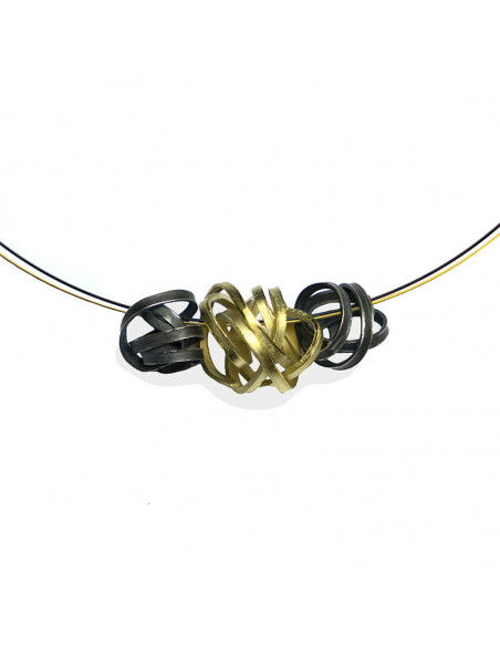 Colgante tres piezas Plata una Baño Oro