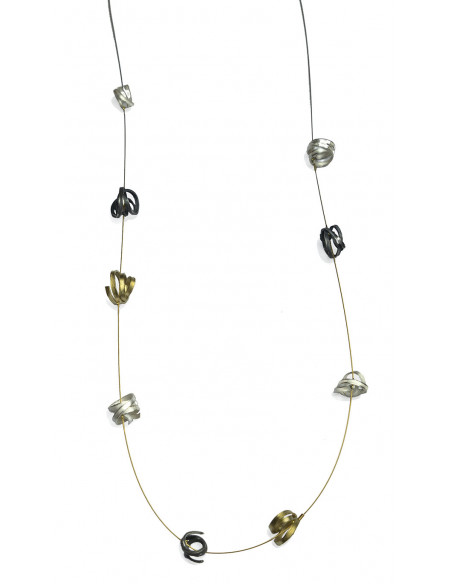 Collar Plata largo 9 piezas Plata 2 Oro