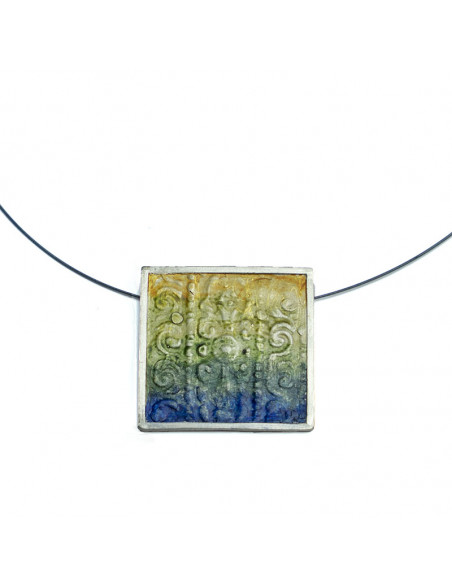 Colgante pequeño cuadrado Plata color