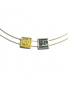 Collar dos cuadrados pequeños 1 Plata 1 b. Oro