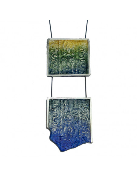 Collar grande dos piezas cuadrada e irregular Plata Color