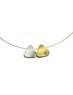 Colgante grande dos piezas triangulo en Plata y Plata con...