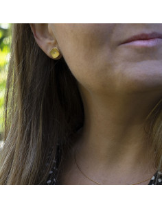 Pendiente pequeño cuadrado Plata baño Oro Diamante 2