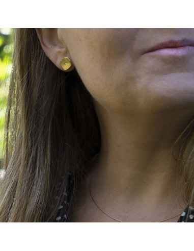 Pendiente pequeño cuadrado Plata baño...