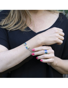 Anillo  Aro ancho Plata y Color 2