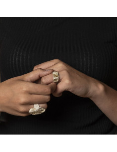 Anillo en plata con trazos en Oro de la Colección Nuts 2