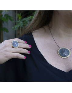 Anillo sello mediano Plata y  Baño de Oro 2