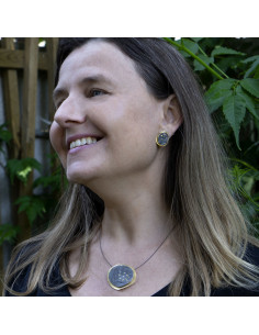 Pendientes pequeños Plata negra y Baño de Oro 2