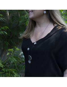 Collar largo en Plata y Plata negra 2