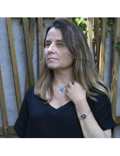 Pulsera mediana en Plata y Plata negra 2