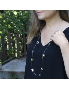 Collar Plata largo 9 piezas Plata 2 Oro 2