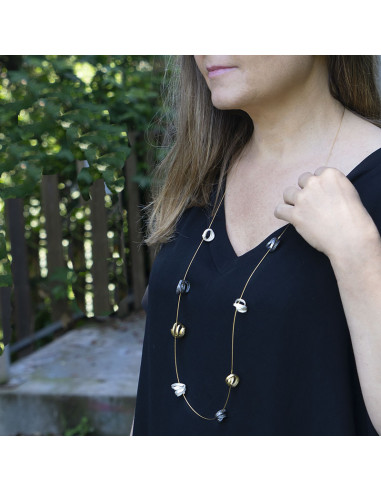 Collar Plata largo 9 piezas Plata 2 Oro