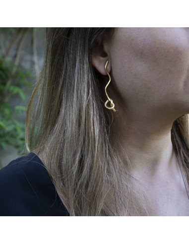 Pendientes largos en Plata y baño de Oro