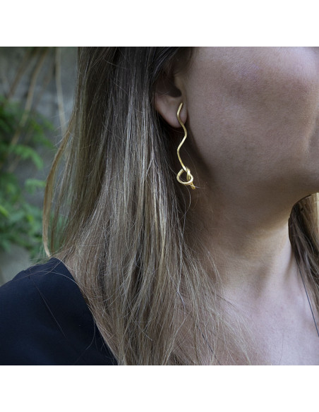 Pendientes largos en Plata y baño de Oro