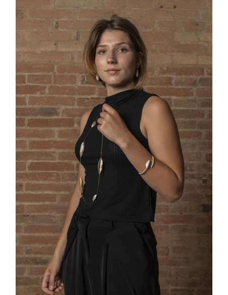 Pulsera en plata con trazos en Oro de la Colección Nuts