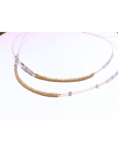 copy of Necklace Carlota collection. Silver, gold plated and aquamarin, 2 rounds