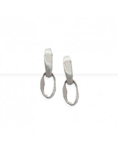 Double silver earrings from the Chain collection