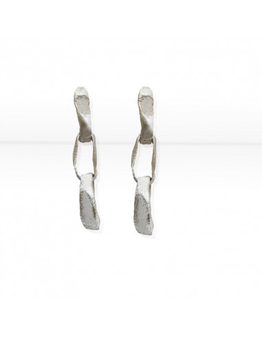Triple silver earrings from the Chain collection