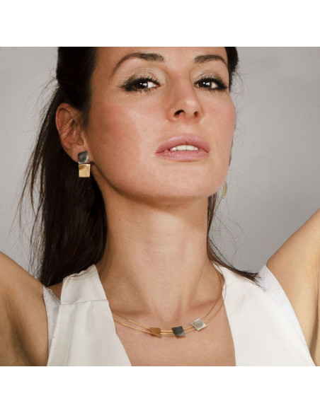 Gold and black silver earrings