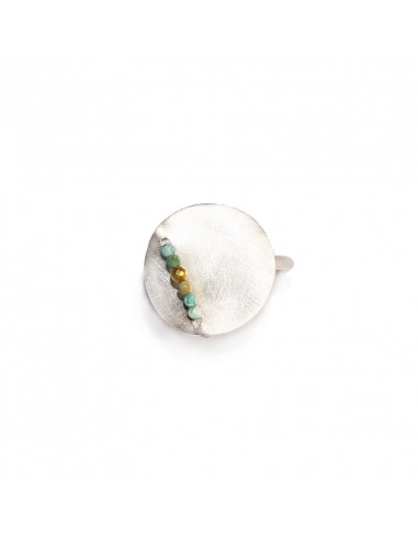 Adjustable silver and stone ring from the Duna collection